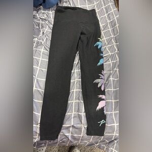PINK Leggings With Colorful Palm Tree Down The Leg